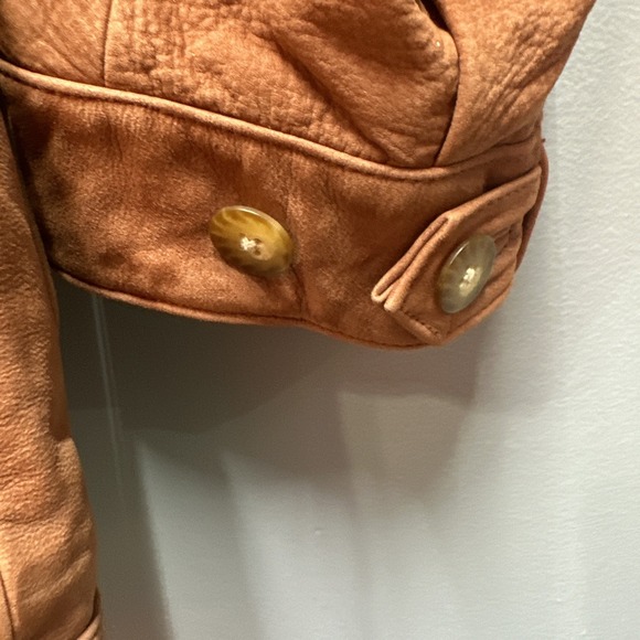 THE TERRITORY AHEAD 1990 Tan LEATHER Heavy Duty Mens L Ranch Field Zip Jacket - Picture 3 of 16